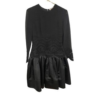 Vintage‎ Cocktail Dress Black Lace Drop Waist Bubble Skirt Cyreld Paris Small